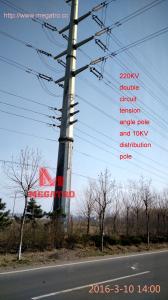 MEGATRO 220KV double circuit tension angle pole and 10KV distribution pole,megatro tower