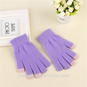  2017 Newest 90%Acrylic 5%Spandex 5%Conductive fiber Winter Knitting touch screen gloves 20*11.5cm 45g solid color Manufactures
