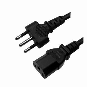  10A 250V Italy Power Cord , 3 Pin IMQ Standard Black Universal AC Power Cord Manufactures