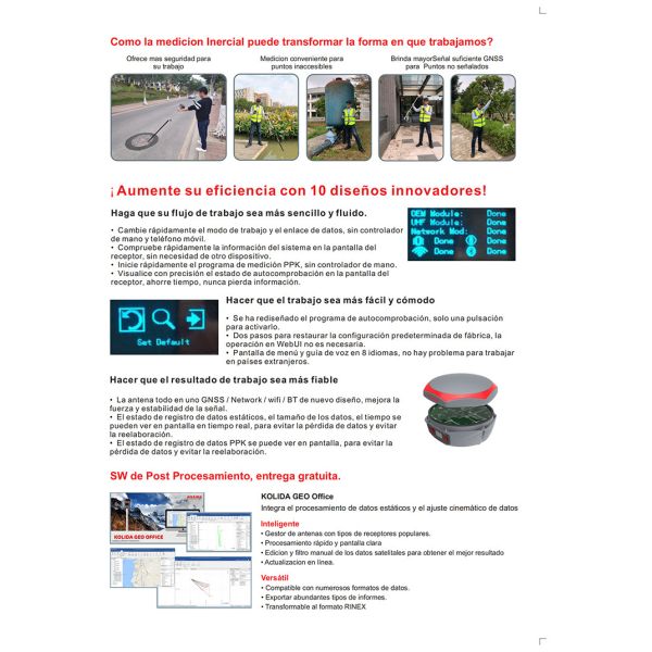 High Accuracy GPS Base RTK GNSS Receiver ​For Land Survey Kolida K1 Pro