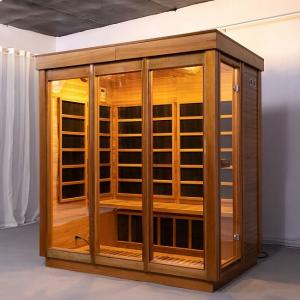  4 Person Indoor Solid Wood Carbon Far Infrared Sauna Room With Glass Door Manufactures