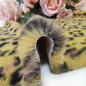 China Leopard Printed Rabbit Fur Material 320gsm 150D 288F on sale