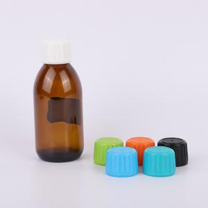 China 1oz-12oz Amber PET Plastic Syrup Container Liquid Oral Bottle With Child Resistant Caps on sale