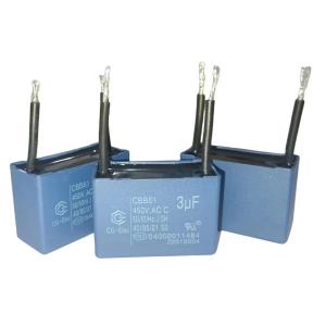  2 Wire Blue Air Conditioner Fan Capacitor CBB61 450V 3.0mfd With 30 Line Length Manufactures