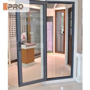 China Long Life Span Tempered Glass Door , Double Swing Modern Aluminium Doors shower door hinges types exterior hinges on sale