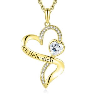 China 18in 0.29oz Double Heart Shaped Necklace Gold Endless Love With White Austrian crystal Crystal on sale