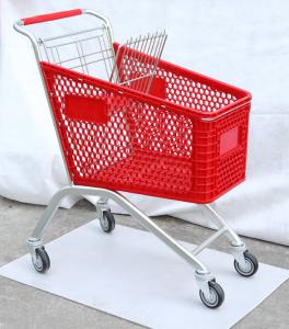 China HDPP Material Grocery Shopping Cart , Plastic Shopping Trolley On Wheels on sale