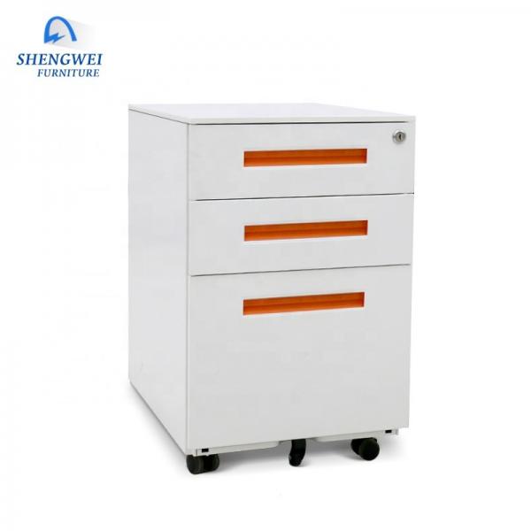 Quality 3 Drawers A4 Folder  Mobile Metal File Storage Cabinet With Long Handle for sale