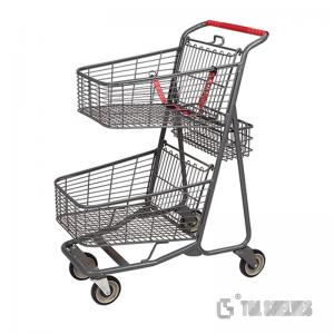  Metal Wire Retail Shopping Carts 25L , TGL Double Basket Shopping Trolley 910mm height Manufactures