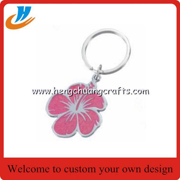 Quality Metal painted four leaf clover pendant key rings, metal 4-leaf clover drop charm keychains for sale