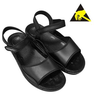 China Cleanroom ESD Antistatic Black PU Leather Sandals on sale