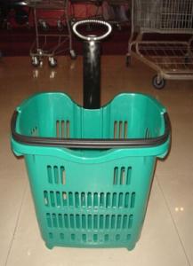 China Movable Supermarket Shopping Trolley On Wheels Aluminum Alloy Pull Rod on sale