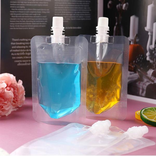 BPA Free Transparent Clear Frozen Drinking Pouch With Spout Disposable Stand Up