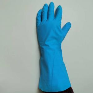 China Oil Resistance Xl Blue Nitrile Gloves 11 Mil UnFlocked Lining Chemical Nitrile Glove on sale