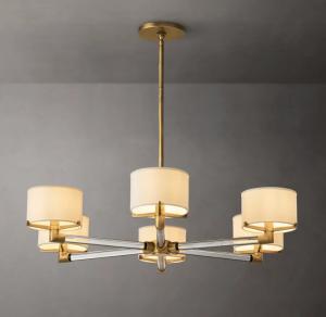 China Brass Linen Vintage Farmhouse Chandelier 6 Light For Dining Room on sale
