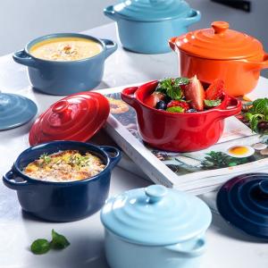  Anti Scald Baking Ceramic Oven Bowl With Lid Double Ear Multifunctional Manufactures