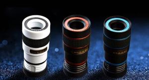 China Black Fisheye Macro Wide Angle And Telephoto Phone Lenses 8X Magnification on sale