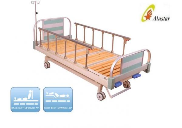 Quality 2 Cranks Medical Hospital Manual Clinic Bed Wooden Batten Bed Surface (ALS-M207) for sale