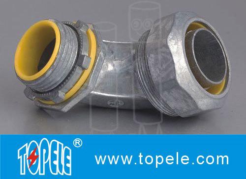Quality Blue / Yellow Zinc Die Cast Flexible Liquid Tight Conduit Connector Fittings 90 Degree for sale