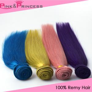 China Human Hair Weaves/Colorful Hair EXtensions/Pink/Blue/Red/Fashion Colors on sale