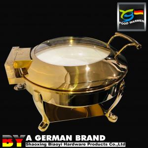 China Luxury Golden 6L Round Chafing Dish Of Tiger Feet Frame With Ceramic Pan on sale