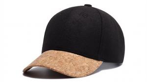 China Wooden Brim Black Soft Cotton Baseball Caps , Unisex Plain Baseball Hats With Earflag on sale