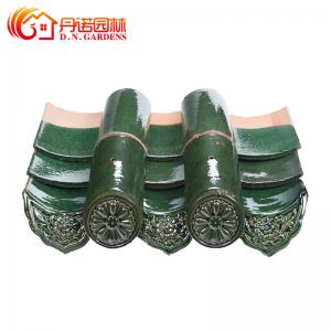 China Handmade Sculpture Chinese Glazed Roof Tiles House Roofing Building Materials Green on sale