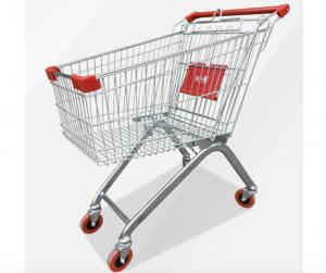  Zinc Powder Coating Supermarket Shopping Trolley Cart With Flexible Wheel Manufactures