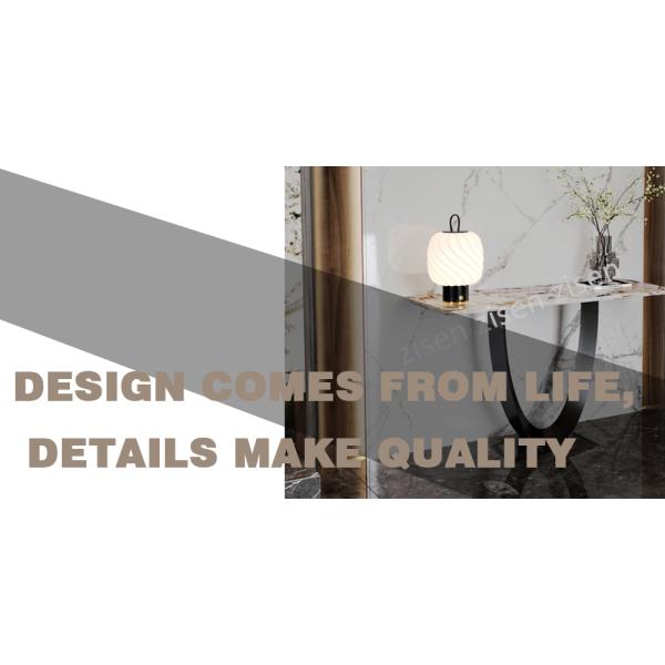 Luxurious Light Ceramic White Marble Top Console Table Oval Hollow Base