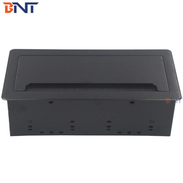 Aluminum Alloy cable management flip up emdded desk hidden socket with brush cover