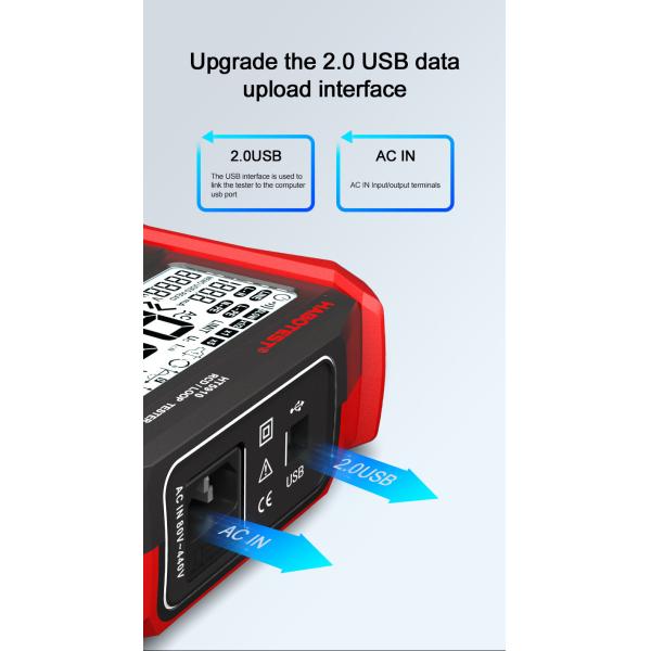 HT5910 Leakage Switch Tester LCD Digital Resistance Meter RCD/Loop Tester 1000 Data Storage Voltmeter Megohmmeter