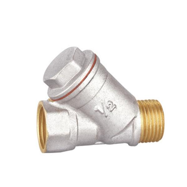 male and female threaded HPB57-3 Brass Filter Valve with Max.25bar nickel plating polished sand Rating Up To 200°F