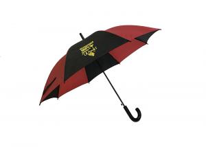  Advertising Auto Open Stick Umbrella J Hook Plastic Handle Black With Red Manufactures