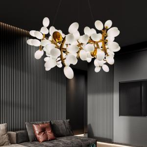 China All Copper High End Pendant Lights Stamping White Alabaster Hanging Light Fixtures on sale