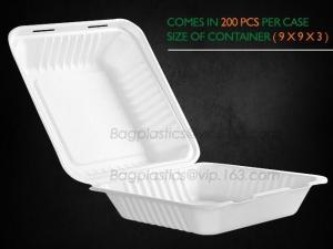  Compostable Clamshell Take Out Food Containers, Natural Disposable Bagasse, Eco-Friendly, Sugar Cane Fibers Manufactures