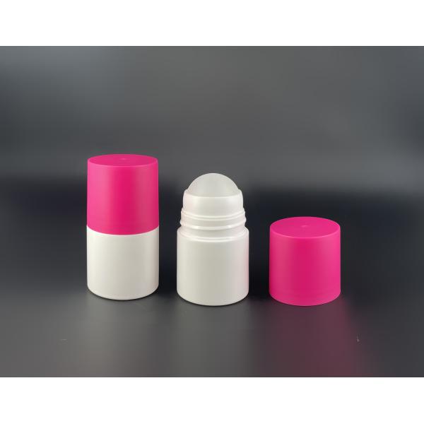 Pink Color 50ml Plastic PP Empty Roll On Bottle Silkscreen Printing