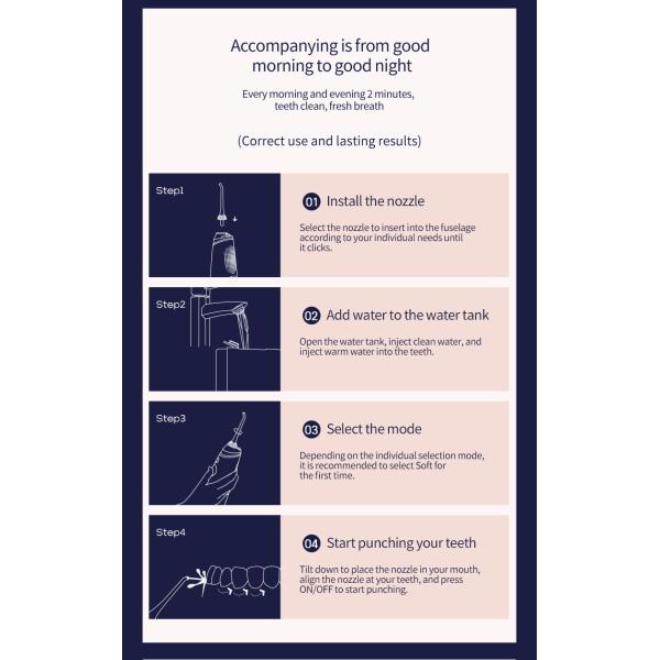 Portable ABS Cordless Rechargeable Water Flosser For Teeth Cleaning