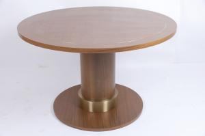  White Oak Veneer Metal Inlay Border Dining Table Pedestal Base With Metal Collar Manufactures