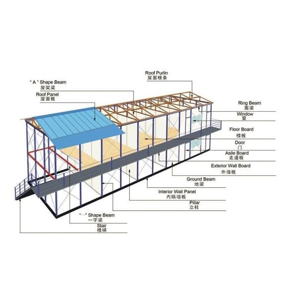 Double Story Steel Frame K Type Prefab Temporary Housing