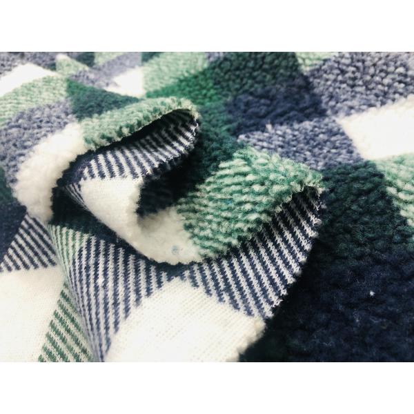 Comfortable Sherpa Blanket Material Green Plaid 340GSM 100% Polyester
