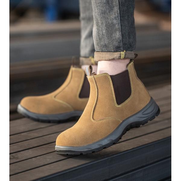 Beef Tendon Sole Work Boots With Microfiber Leather And Steel Toe
