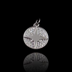 China CZ Sterling Silver Round Pendant , Pendant 925 Collections Jewelry on sale