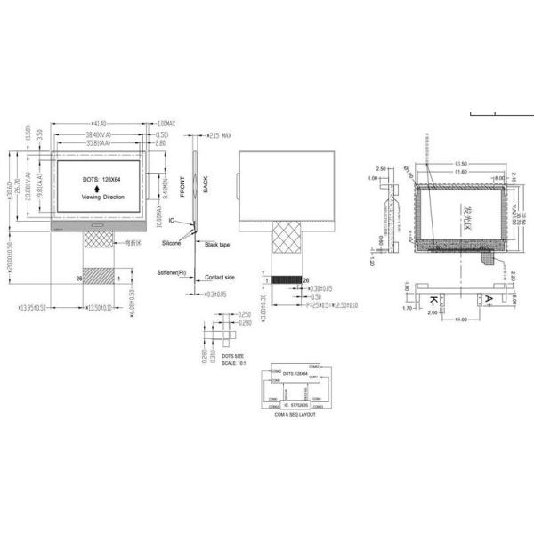 Durable Monochrome LCD Display Small Grayscale LCD Display 200 Cd/M2