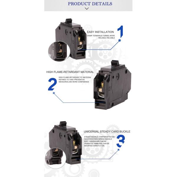 NBSe TQL 2P 60A 10KA Plug In Circuit Breaker ,thermal overload protector AC 125~250V