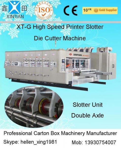 Quality Grinded Surface Flexo Printing Plotting Machine , XT-L Lubrication Four-color Slotting for sale