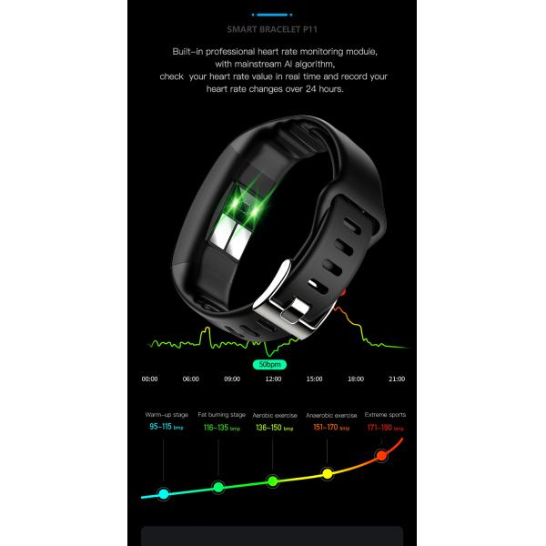 Detecting PPG ECG Temperature Bracelet IP67 Smart Bracelet Heart Rate Blood Pressure