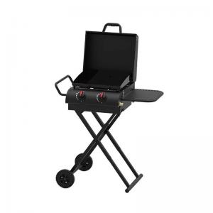 China 90*80*53cm Black Steel Portable Outdoor Cool Camping Gas Grill With Small Wheels on sale