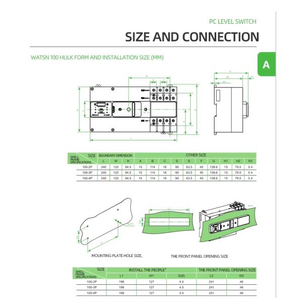 WATSN SERIES PC Level Automatic Transfer Switch WATSN-100/32/4A NA00324 100A/160A/250A/630A
