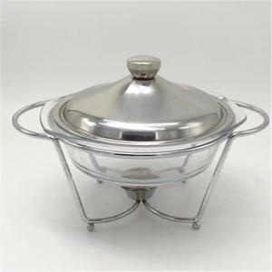 China Transparent Alcohol Furnace Round Chafing Dish With Glass Lid on sale