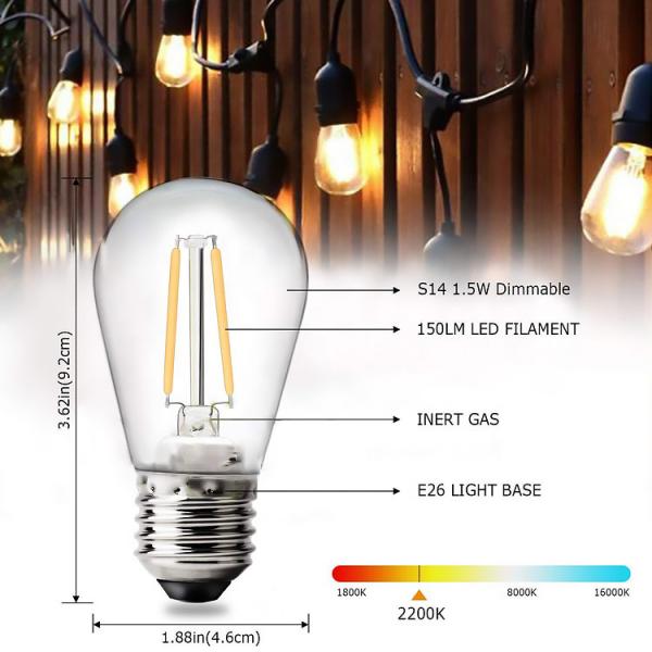 Warm White 2700K LED Holiday Lights Weatherproof Connect Multiple LED Bulb String Light